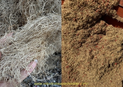 Últimas noticias de la empresa sobre Piezas de corte de fibra de coco, fibra final utilizada para hacer ladrillos de coco, máquina de trituración de fibra de coco