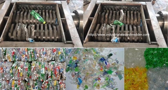 Un buen precio. Protección contra sobrecarga automática de papel del plástico de la bala de las botellas del eje dual inútil de la picadora en línea